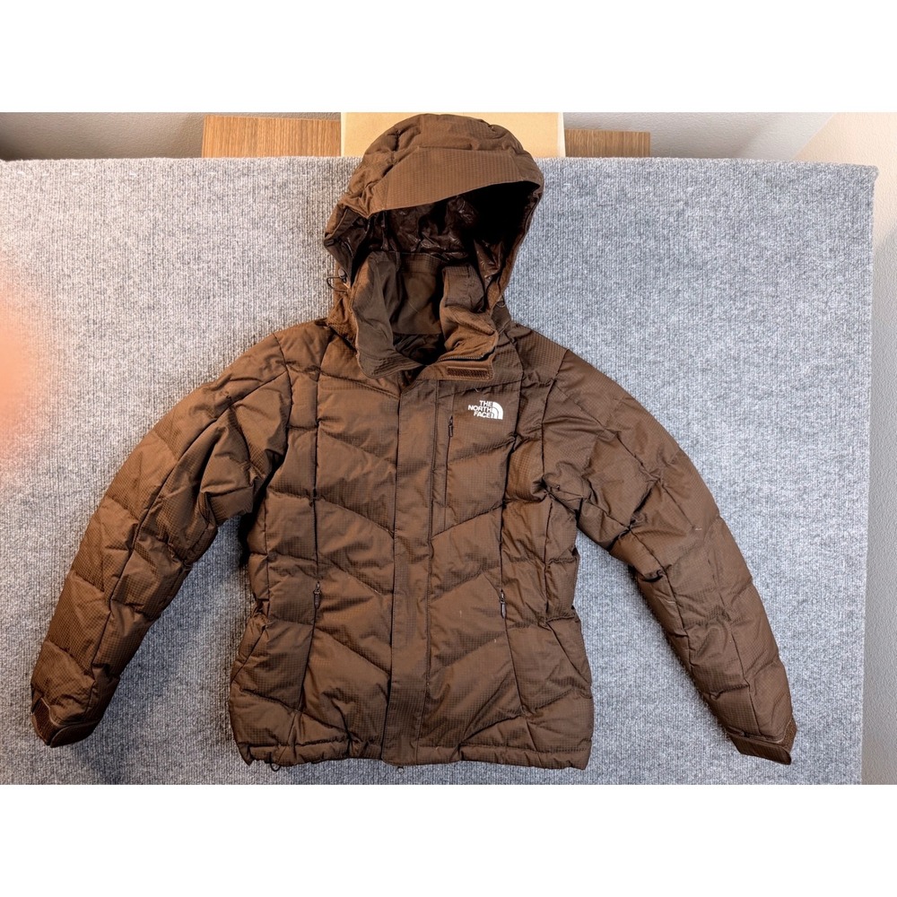 The North Face Womens M Brown 600 Down Puffer Jacket Hooded Ripstop Insulated